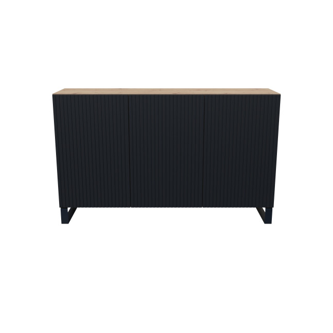 Komoda Remo Dąb Artisan/Czarny Mat Ryflowane