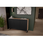 Komoda Remo Dąb Artisan/Czarny Mat Ryflowane