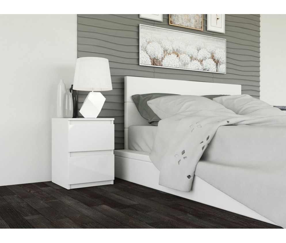 Komplet dwóch sztuk szafki nocnej M2 BIAŁY POŁYSK