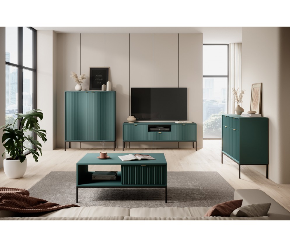 Komoda Viva 154 Labrador Green/Czarny stelaż/złoty uchwyt