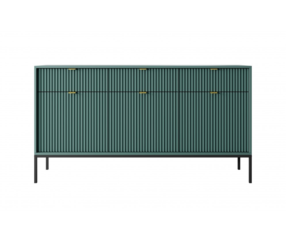 Komoda Viva 154 Labrador Green/Czarny stelaż/złoty uchwyt