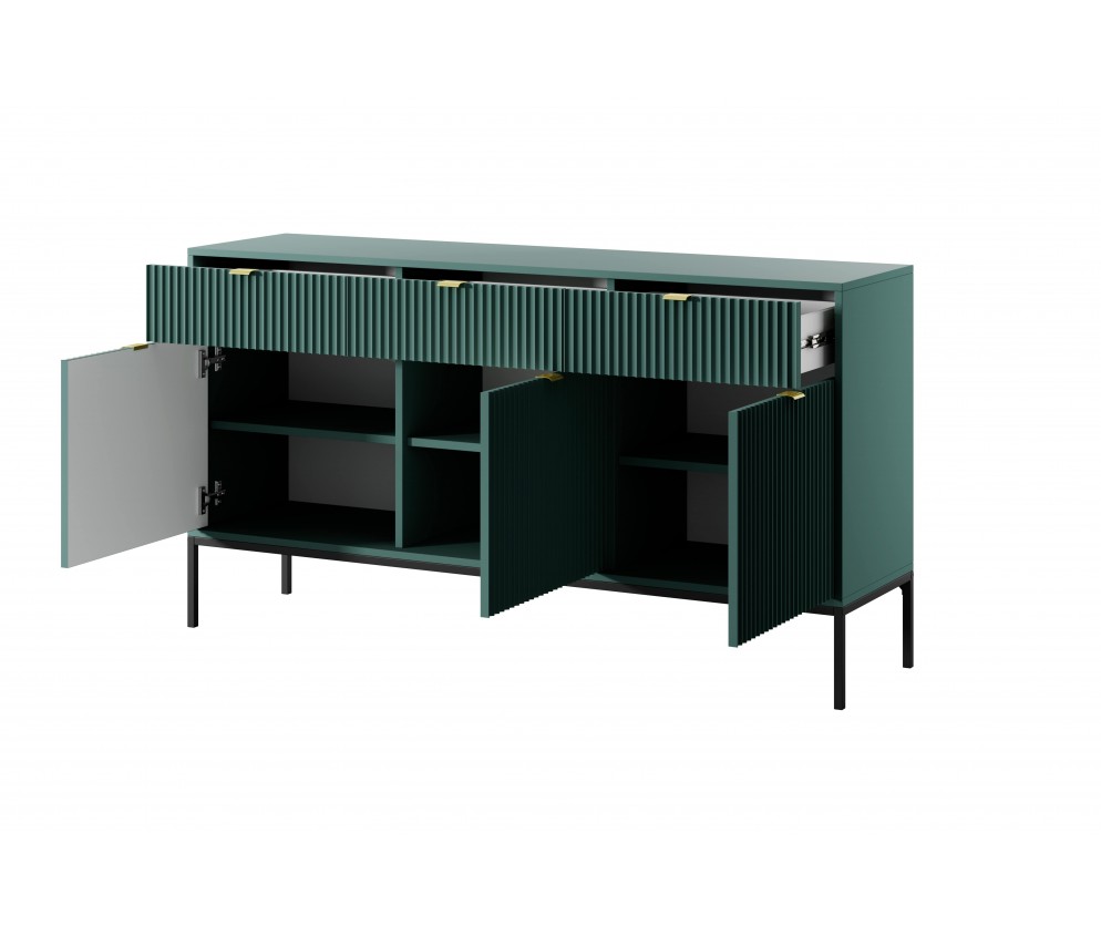 Komoda Viva 154 Labrador Green/Czarny stelaż/złoty uchwyt