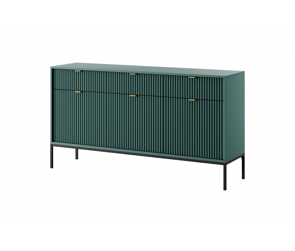 Komoda Viva 154 Labrador Green/Czarny stelaż/złoty uchwyt
