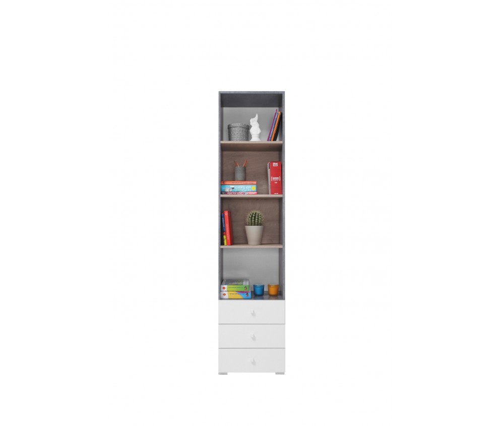 Szafa Sam 45 3SZ Biały Lux/Beton/Dąb
