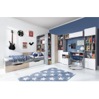 Szafa Sam 45 3SZ Biały Lux/Beton/Dąb