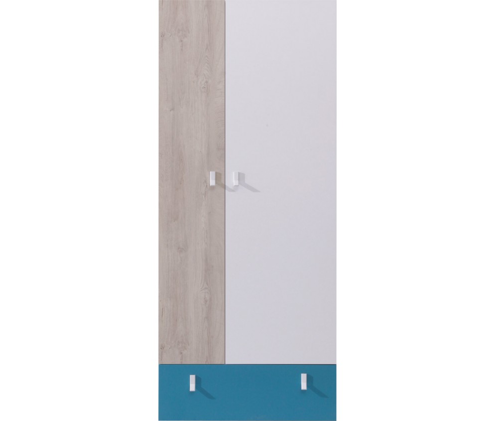 Szafa Plan 80 2D1SZ Biały Lux/Dąb/Morski