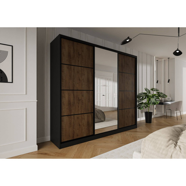 Szafa przesuwna Trend 6 275 Czarny mat + Dąb Lefkas