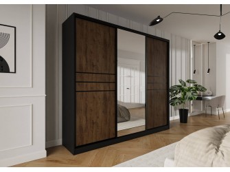 Szafa przesuwna Trend 9 250 Czarny mat + Dąb Lefkas