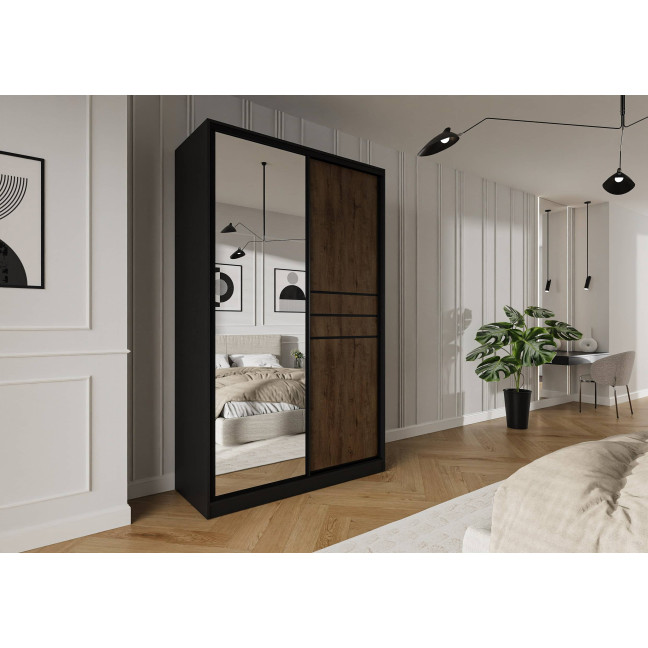 Szafa przesuwna Trend 9 150 Czarny mat + Dąb Lefkas