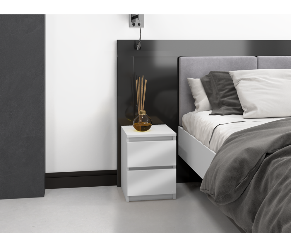 Komplet dwóch sztuk szafki nocnej M2 BIAŁY POŁYSK