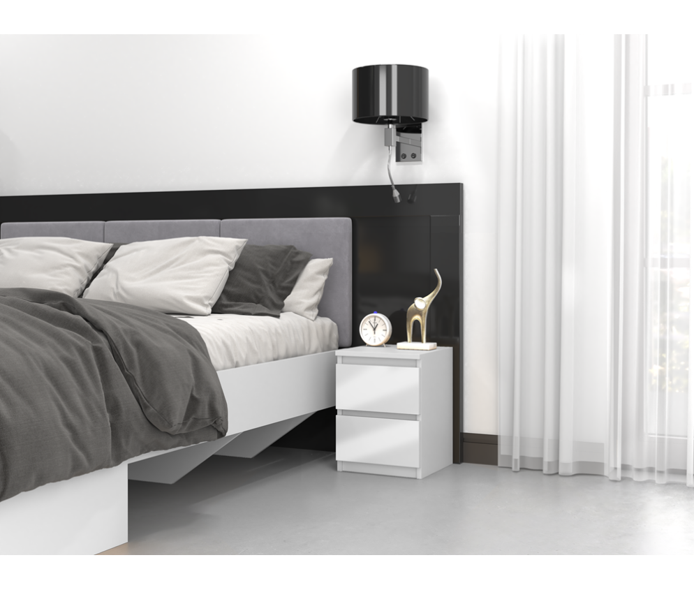 Komplet dwóch sztuk szafki nocnej M2 BIAŁY POŁYSK