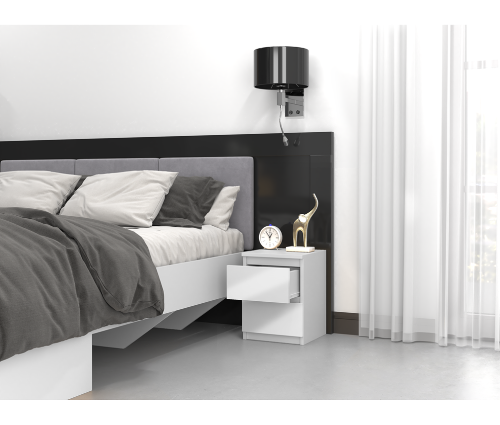 Komplet dwóch sztuk szafki nocnej M2 BIAŁY POŁYSK