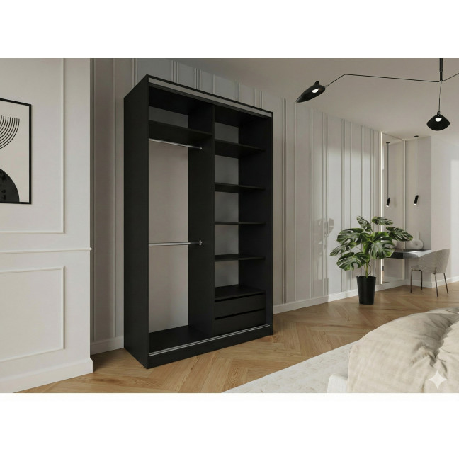 Szafa przesuwna Trend 3 150 Czarny mat + Dąb Lefkas