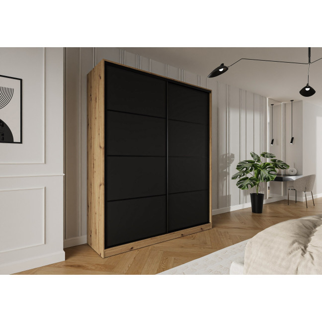 Szafa przesuwna Trend 3 200 Dąb Artisan + Czarny Mat