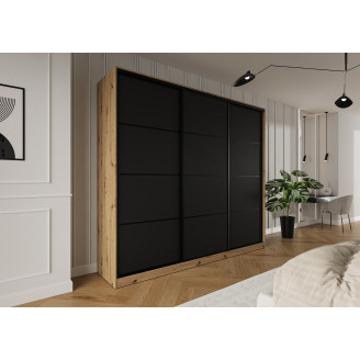 Szafa przesuwna Trend 3 250 Dąb Artisan + Czarny Mat