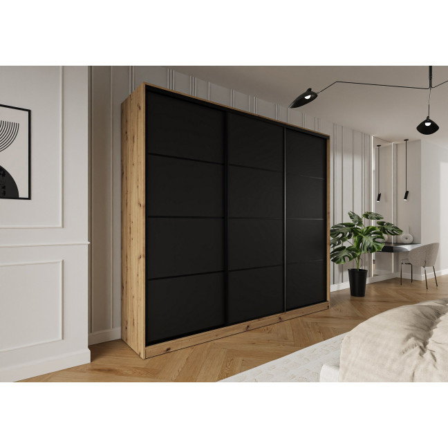 Szafa przesuwna Trend 3 275 Dąb Artisan + Czarny Mat