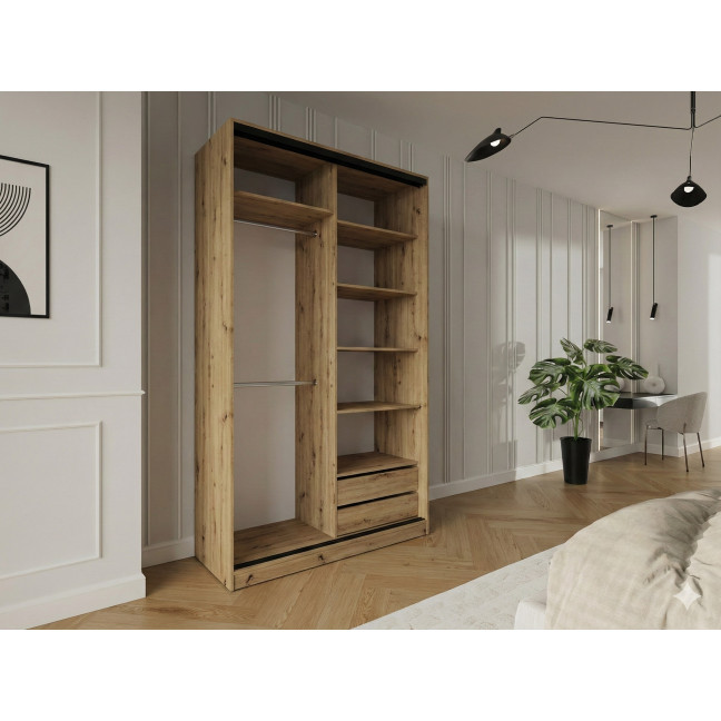 Szafa przesuwna Trend 5 150 Dąb Artisan + Czarny Połysk