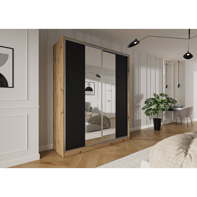 Szafa przesuwna Trend 5 180 Dąb Artisan + Czarny Mat