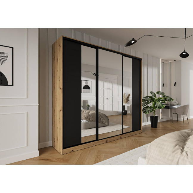Szafa przesuwna Trend 5 275 Dąb Artisan + Czarny Mat