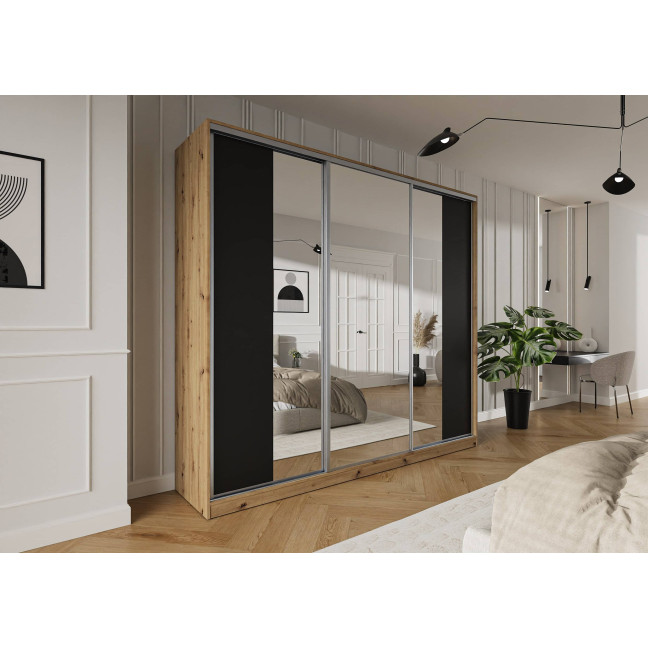 Szafa przesuwna Trend 5 275 Dąb Artisan + Czarny Mat