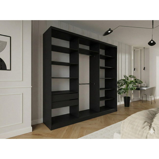 Szafa przesuwna Trend 6 250 Czarny mat + Dąb Lefkas