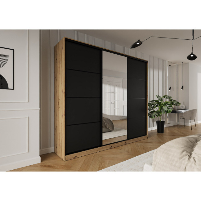Szafa przesuwna Trend 6 275 Dąb Artisan + Czarny Mat