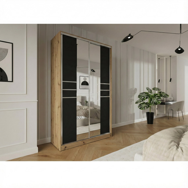 Szafa przesuwna Trend 8 150 Dąb Artisan + Czarny Mat