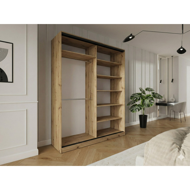 Szafa przesuwna Trend 8 200 Dąb Artisan + Czarny Połysk