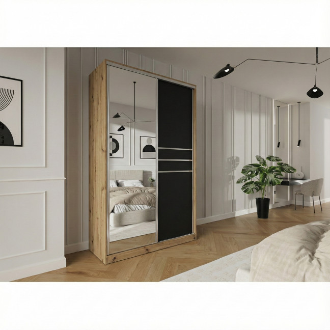 Szafa przesuwna Trend 9 150 Dąb Artisan + Czarny Mat