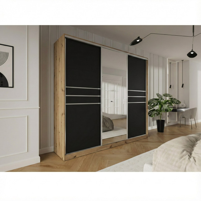 Szafa przesuwna Trend 9 250 Dąb Artisan + Czarny Mat