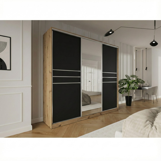 Szafa przesuwna Trend 9 275 Dąb Artisan + Czarny Mat