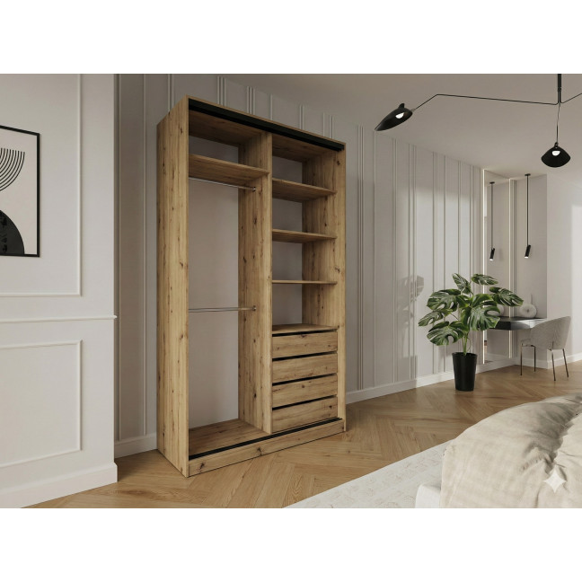 Szafa przesuwna Trend 10 150 Artisan/Czarny mat