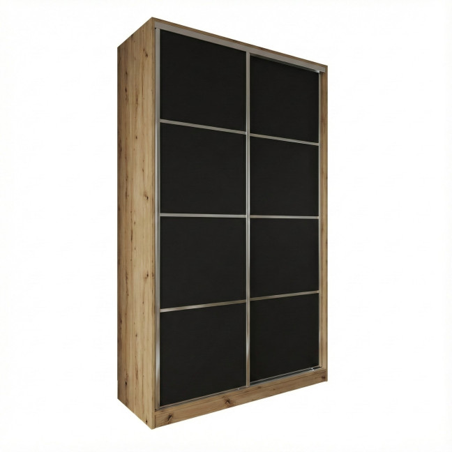 Szafa przesuwna Trend 3 150 Dąb Artisan + Czarny Mat