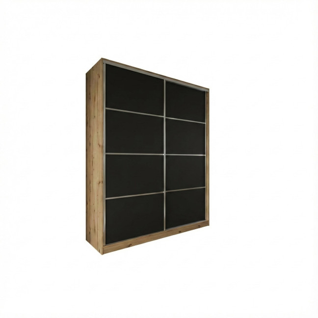 Szafa przesuwna Trend 3 180 Dąb Artisan + Czarny Mat