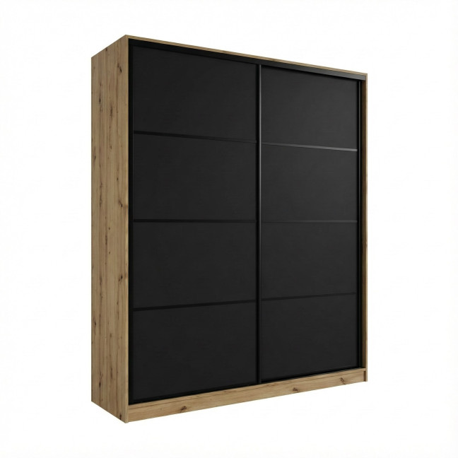 Szafa przesuwna Trend 3 200 Dąb Artisan + Czarny Mat