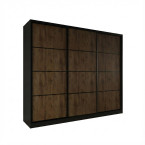 Szafa przesuwna Trend 3 250 Czarny mat + Dąb Lefkas