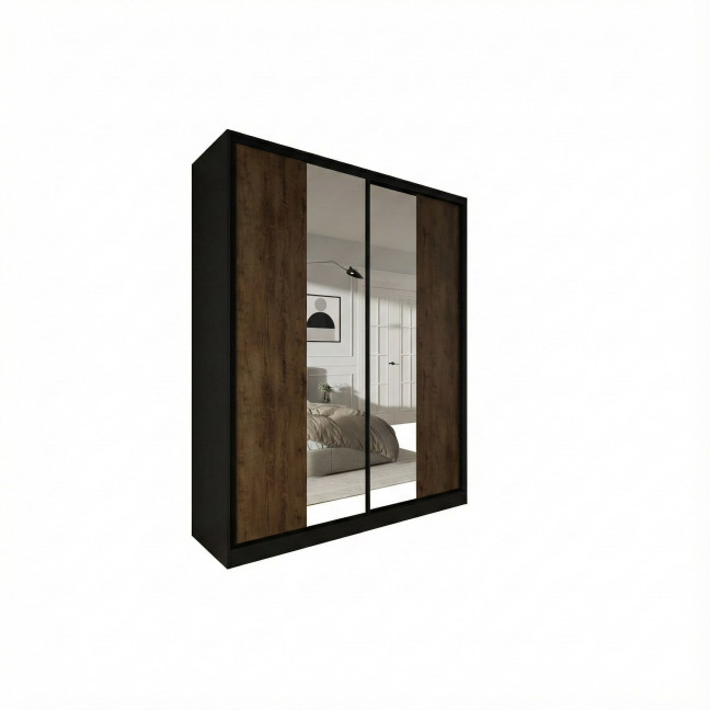 Szafa przesuwna Trend 5 200 Czarny mat + Dąb Lefkas