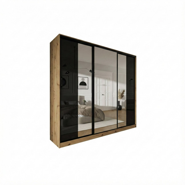 Szafa przesuwna Trend 5 275 Dąb Artisan + Czarny Połysk