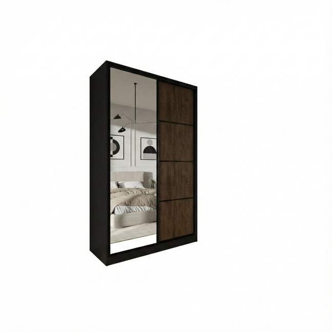 Szafa przesuwna Trend 6 150 Czarny mat + Dąb Lefkas