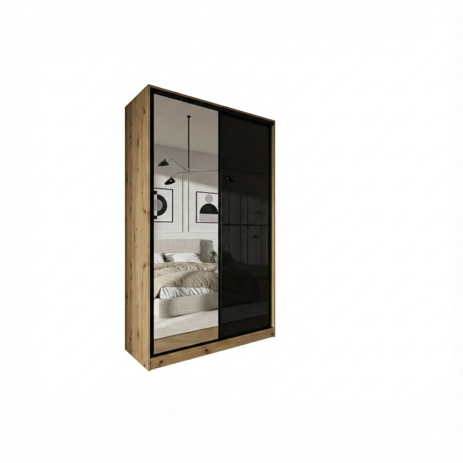 Szafa przesuwna Trend 6 150 Dąb Artisan + Czarny Połysk