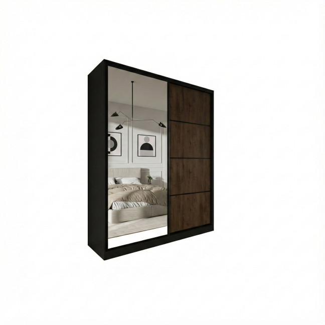 Szafa przesuwna Trend 6 180 Czarny mat + Dąb Lefkas