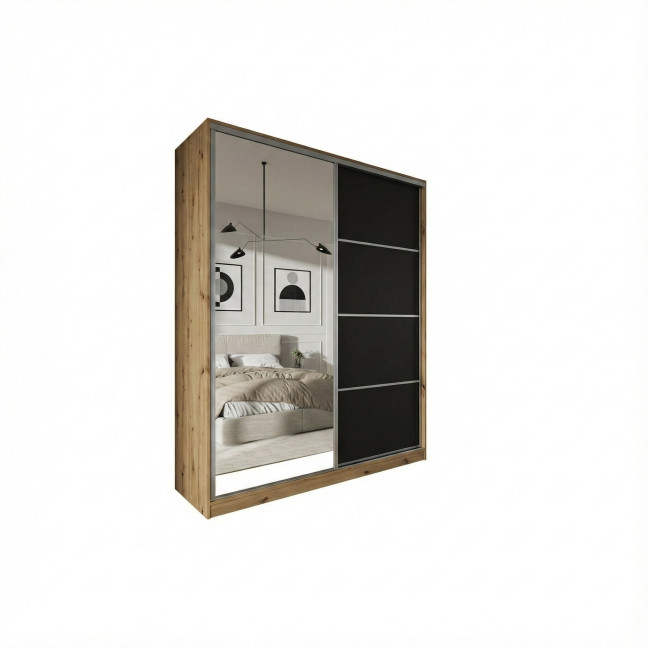 Szafa przesuwna Trend 6 180 Dąb Artisan + Czarny Mat