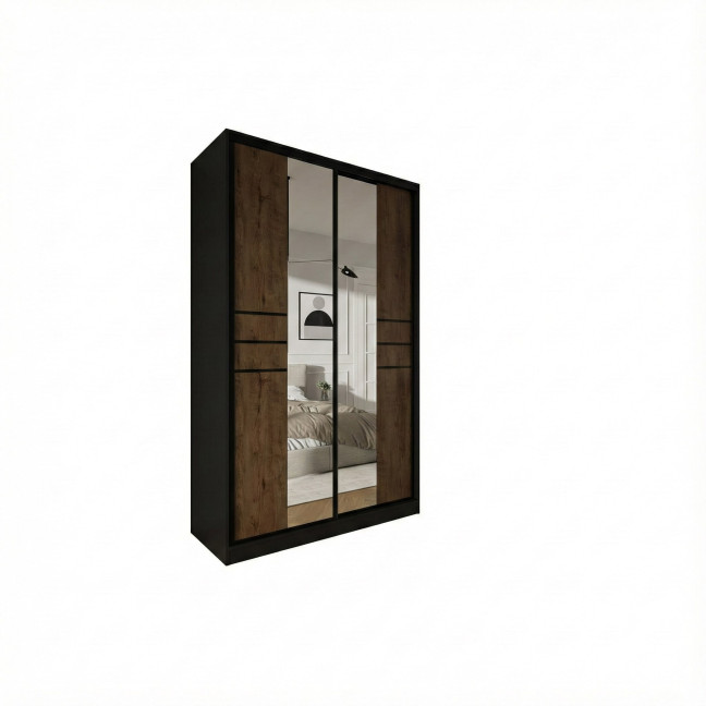 Szafa przesuwna Trend 8 150 Czarny mat + Dąb Lefkas