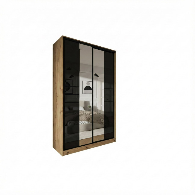 Szafa przesuwna Trend 8 150 Dąb Artisan + Czarny Połysk