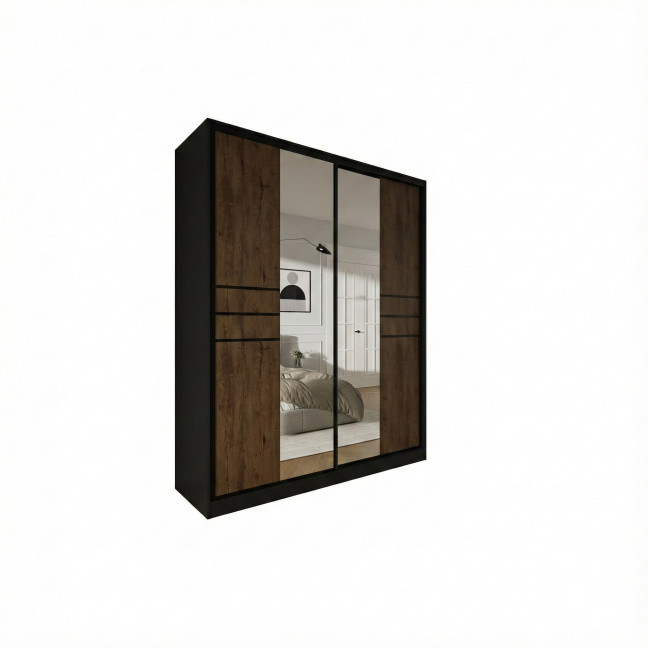 Szafa przesuwna Trend 8 180 Czarny mat + Dąb Lefkas