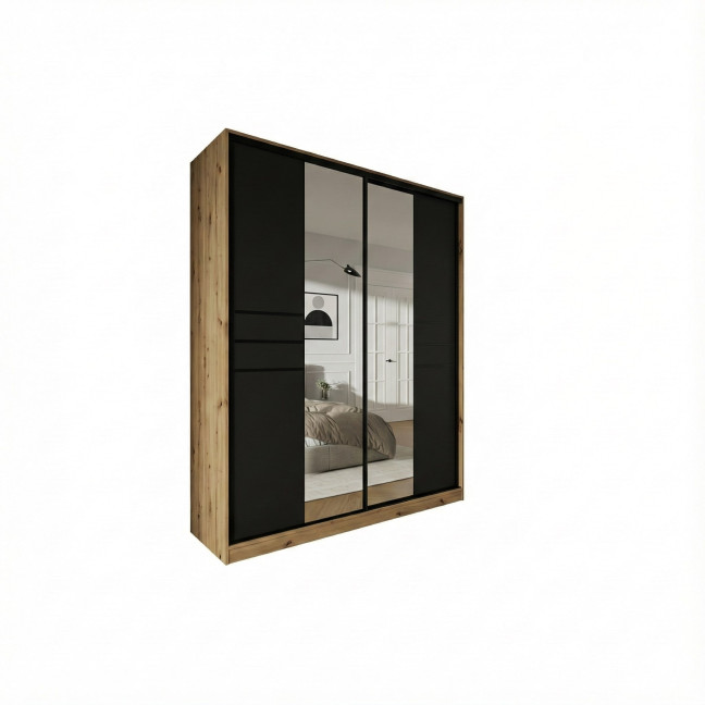 Szafa przesuwna Trend 8 200 Dąb Artisan + Czarny Mat