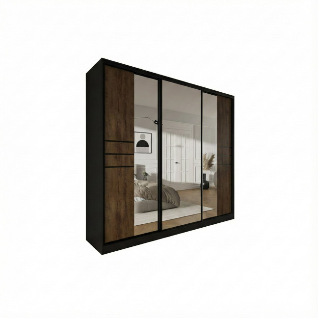 Szafa przesuwna Trend 8 250 Czarny mat + Dąb Lefkas