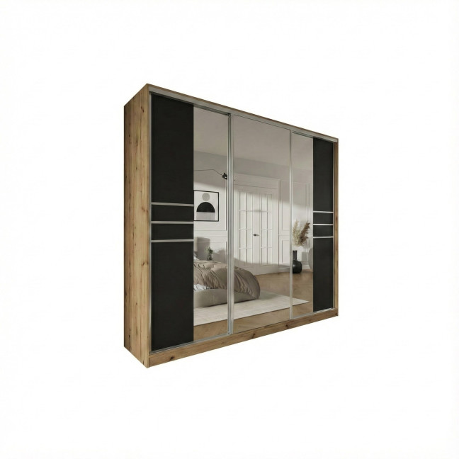 Szafa przesuwna Trend 8 250 Dąb Artisan + Czarny Mat