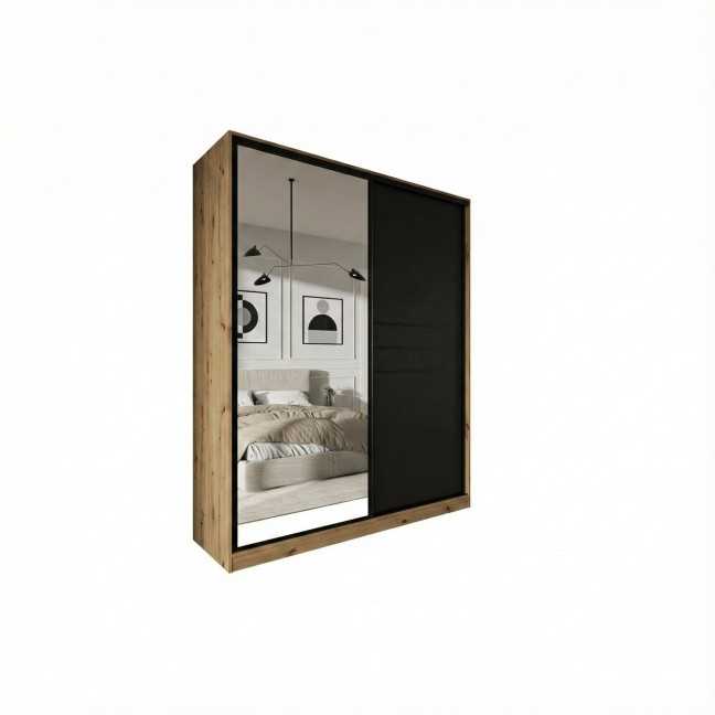 Szafa przesuwna Trend 9 180 Dąb Artisan + Czarny Mat