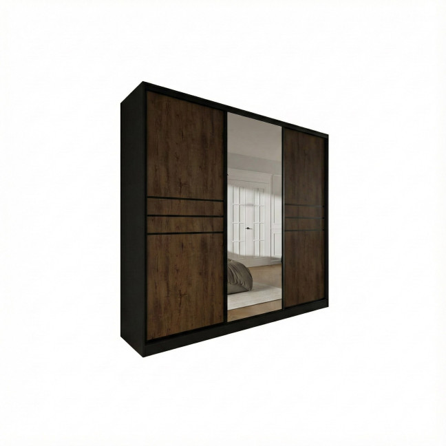 Szafa przesuwna Trend 9 250 Czarny mat + Dąb Lefkas